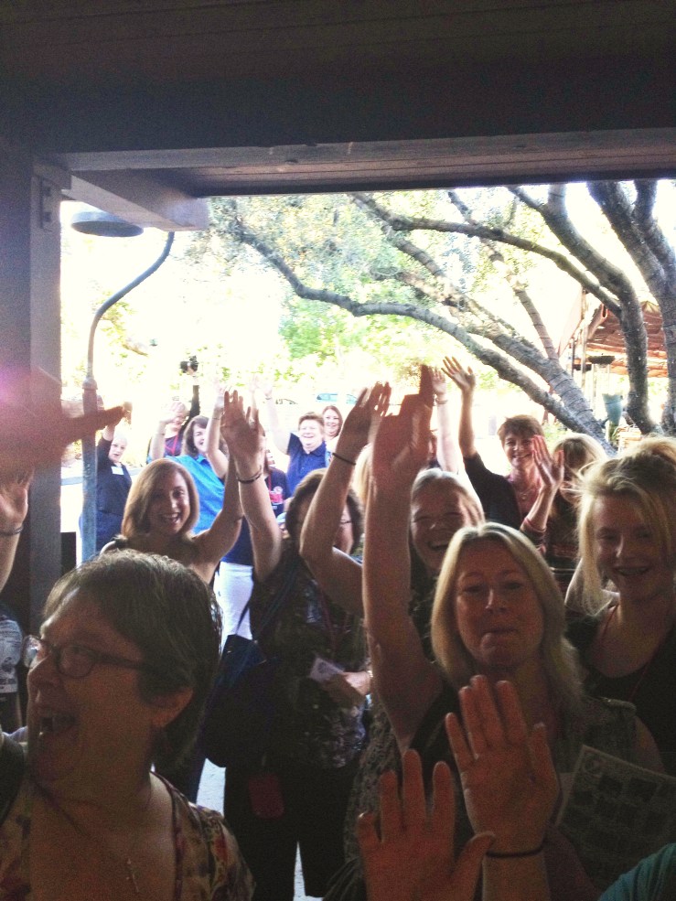 Let Us In!  The fans were ready to start the day. 
